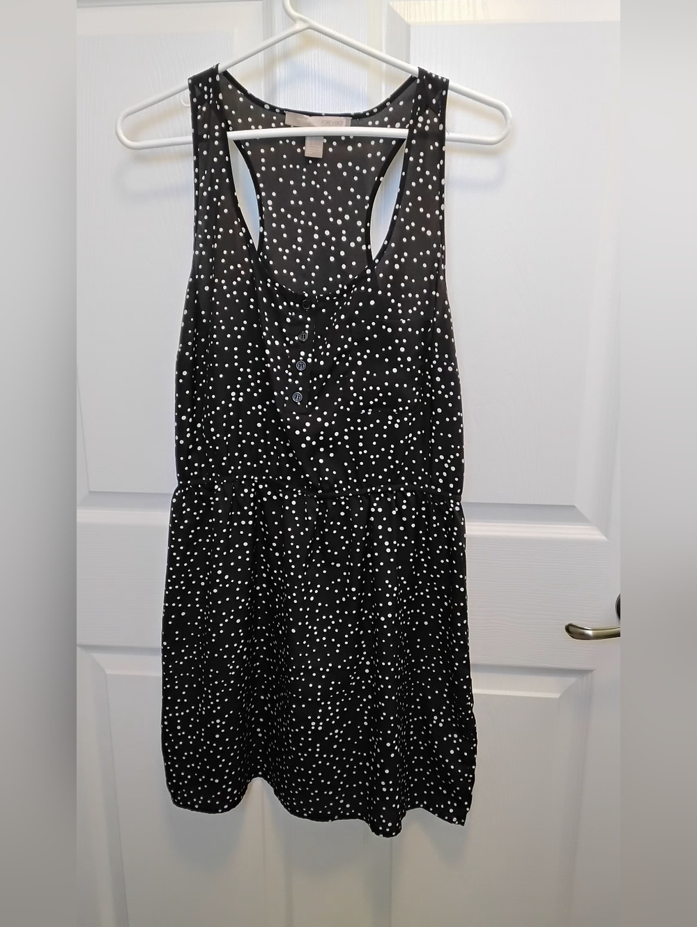Black Polka Dot Sleeveless Racerback‎ Style. Dress SIZE - LG